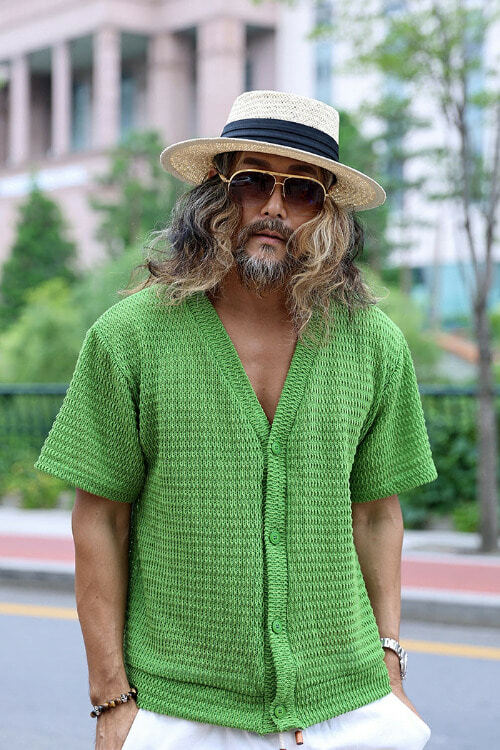 夏季網狀V領短袖開衫