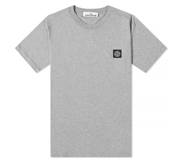韓國代購 Stone Island 23SS 簡約素色 勳章LOGO 短袖 上衣 男款 灰 JUN-