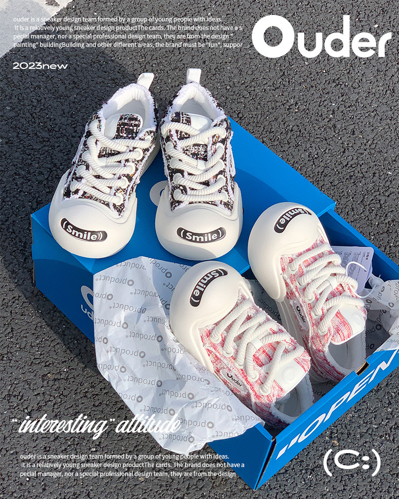 Ouder (Smile) 開口笑 圓頭厚底 小香風 低筒 帆布鞋 新銳設計師品牌