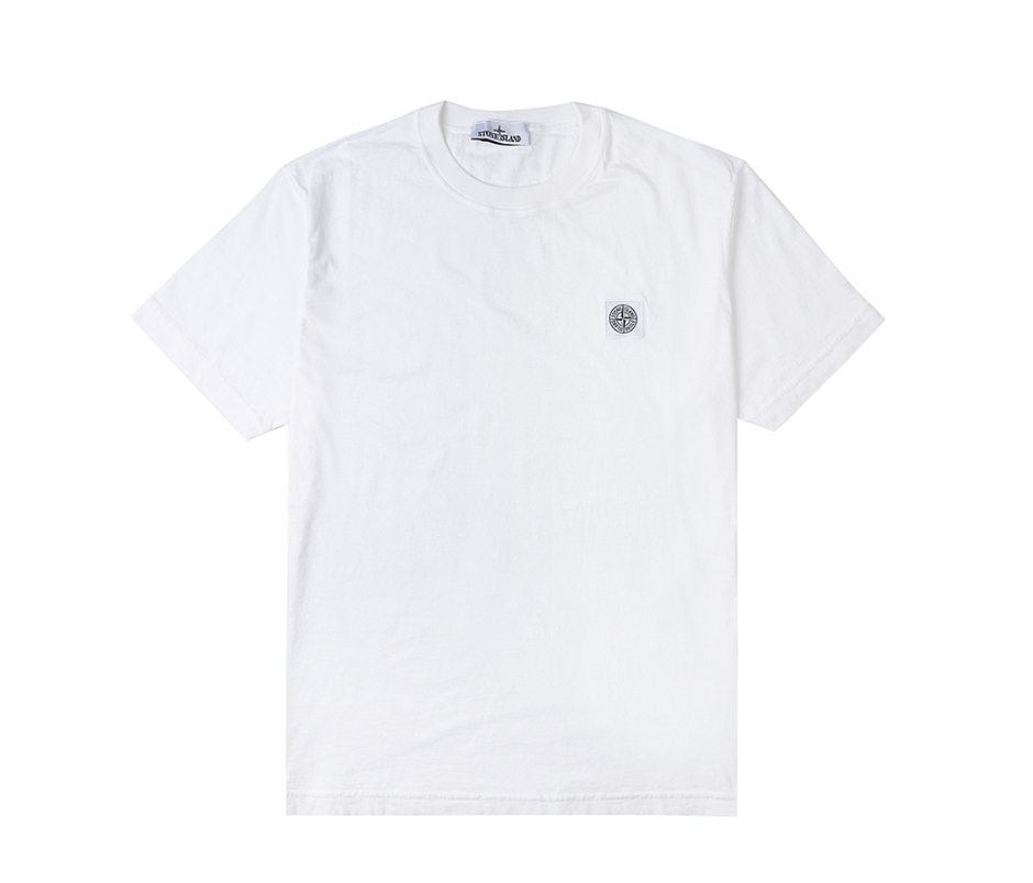 韓國代購 Stone Island 23SS 簡約素色 勳章LOGO 短袖 上衣 男款 白 JUN-