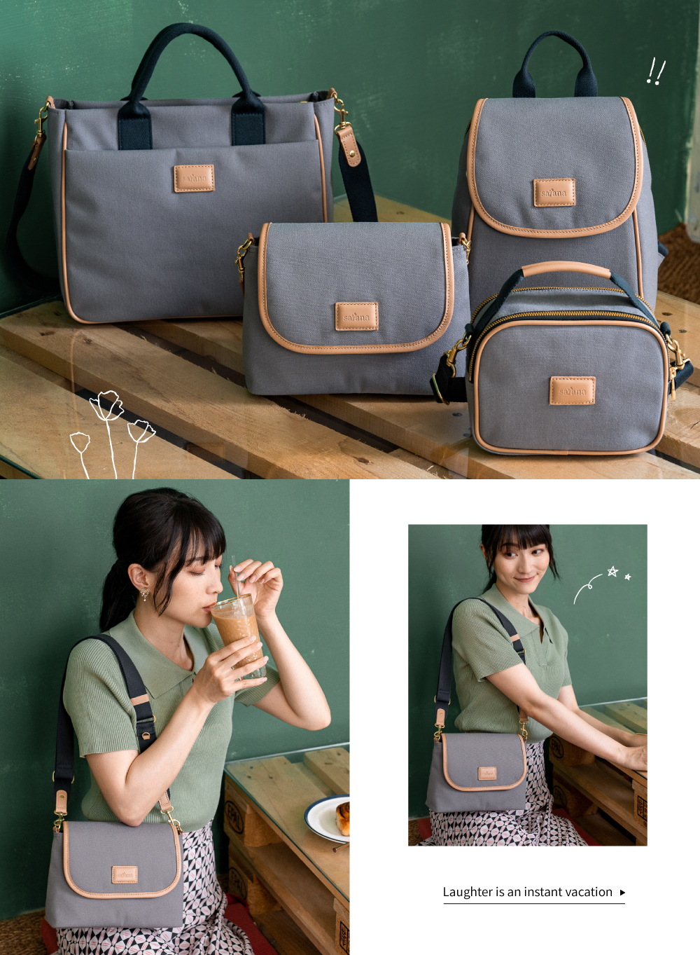 satana Urban Wander 漫享輕量斜背包 雲灰色 SFL0010-115