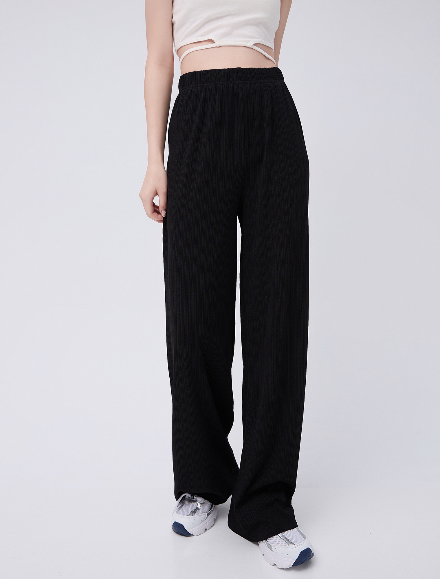 法朵Fado shop｜極致瘦-細坑條彈力寬褲 273C001 三色