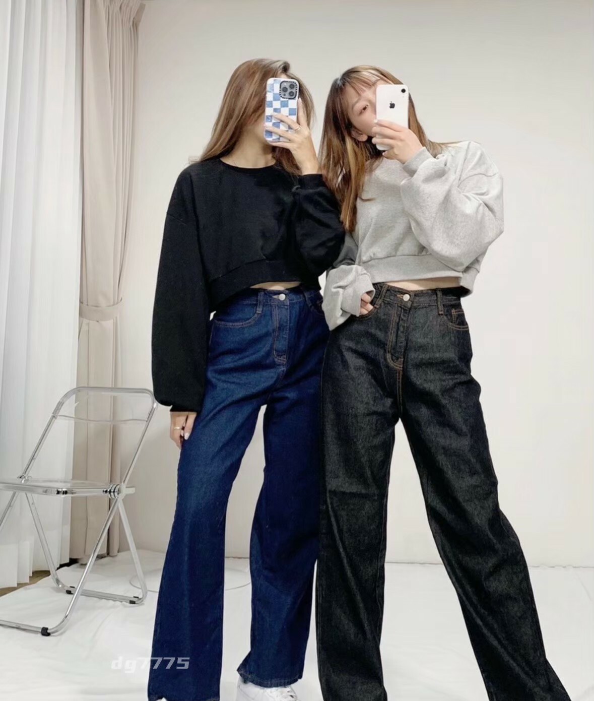 #現貨 正韓 長腿牛仔寬褲 落地褲 牛仔褲