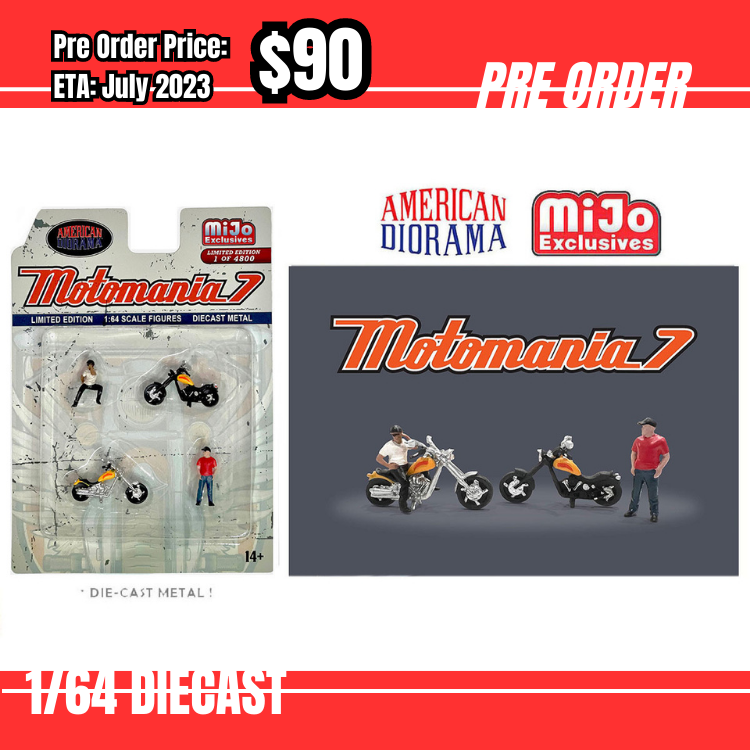 Pre Order-$90 American Diorama 1:64 Mijo Figure Set - Motomania 7 Chopper Biker [OD12/06]