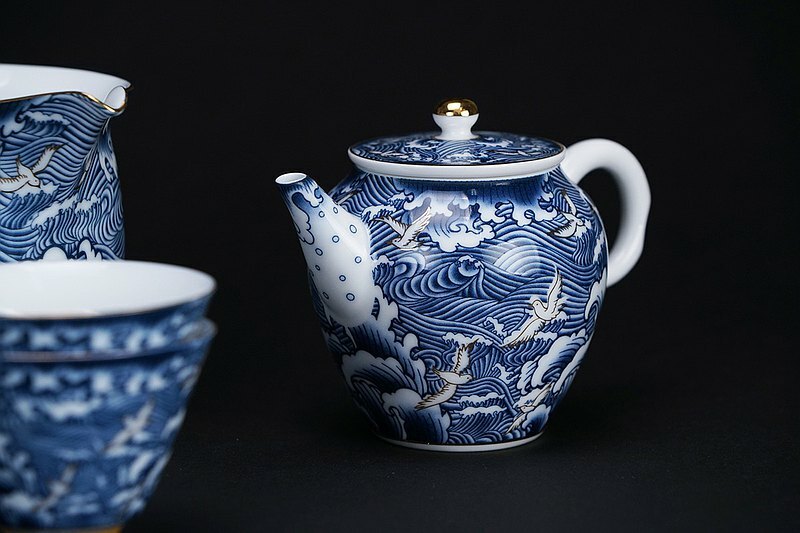 鹿港窯禮品館│海浪奔翔 青花瓷 茶具組