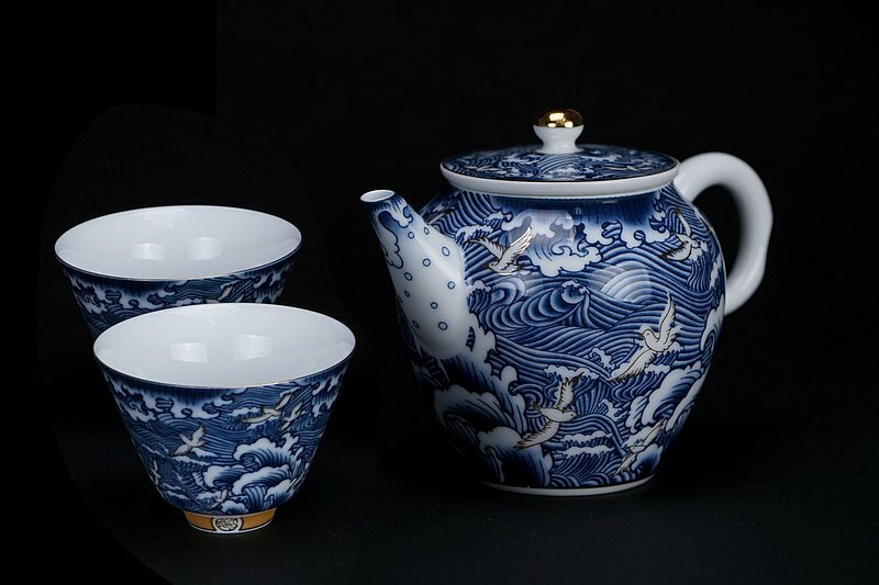 鹿港窯禮品館│海浪奔翔 青花瓷 茶具組