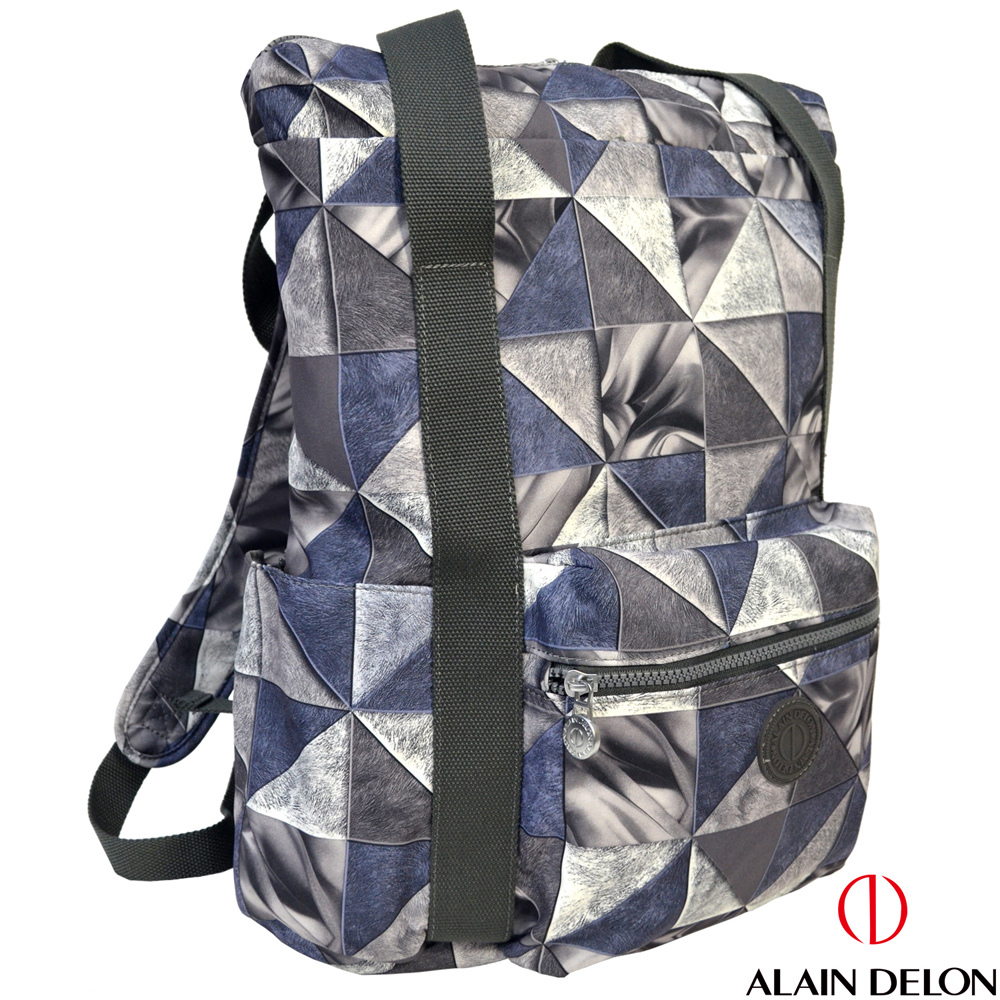 【ALAIN DELON 亞蘭德倫】  金屬幾何工業風後背包/雙肩包/休閒包/斜背包/潮流包(黑)