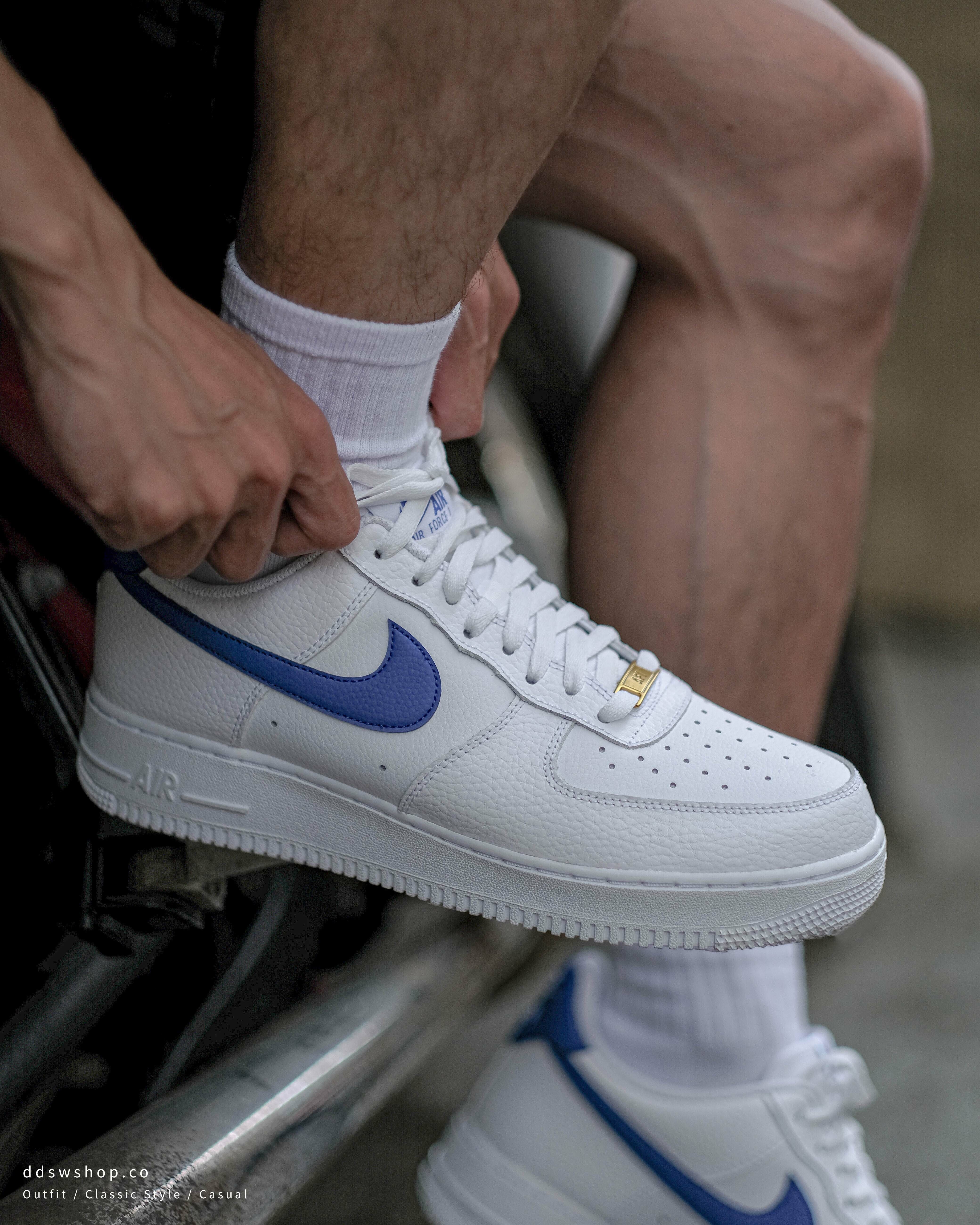 Nike Air Force 1 Low 'Royal Blue' 白北卡藍金標荔枝皮DM2845-100