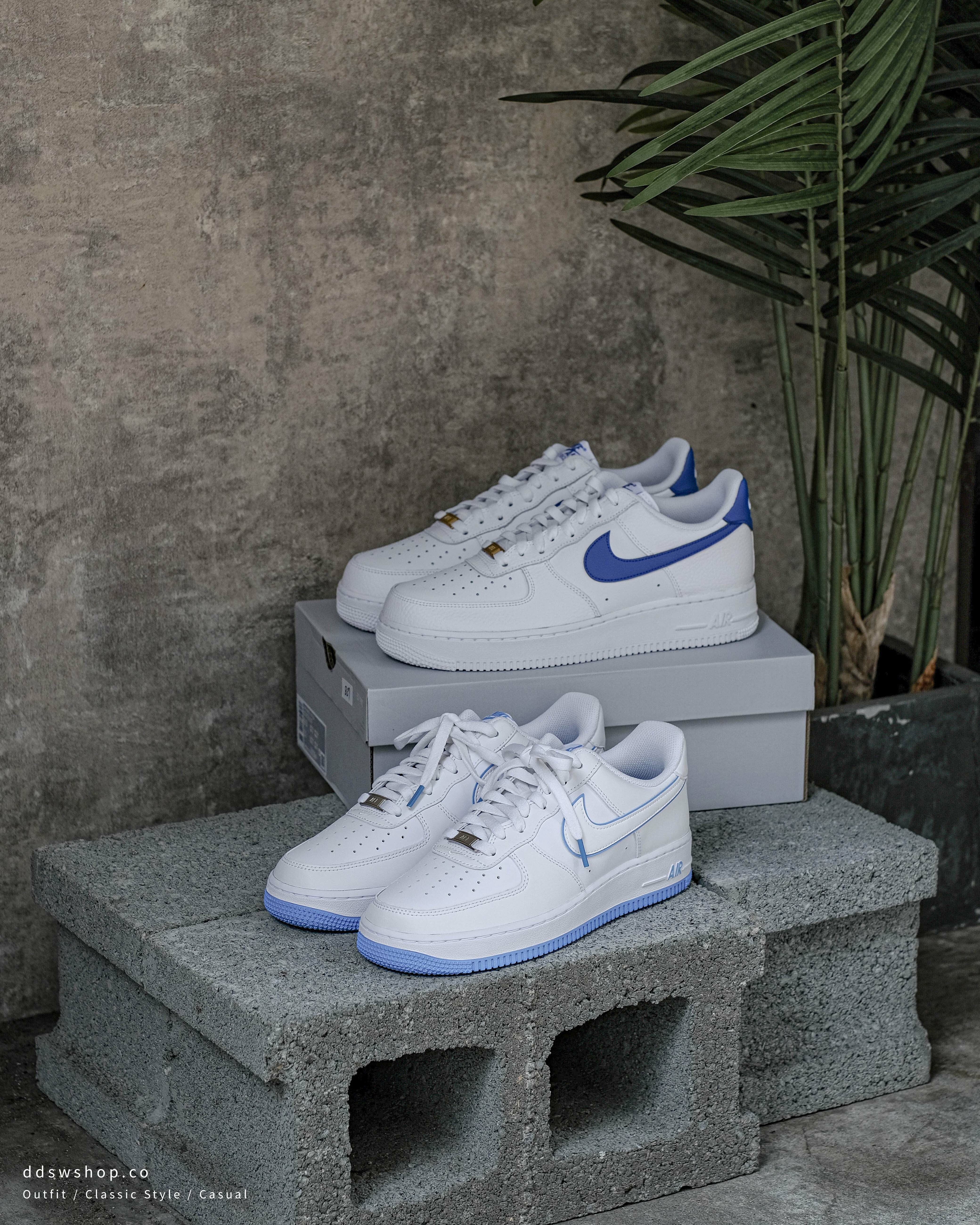 Nike Air Force 1 Low 'Royal Blue' 白北卡藍金標荔枝皮DM2845-100