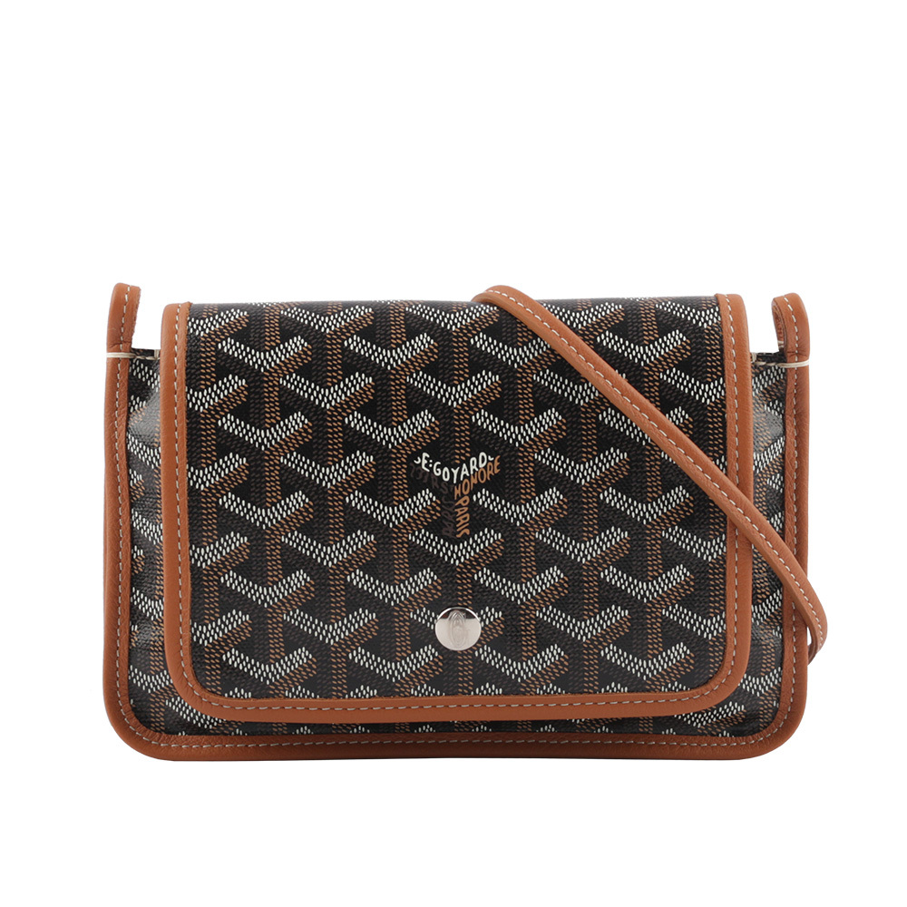 【GOYARD】Plumet PM 塗層帆布扁形皮夾式斜背包(焦糖色)