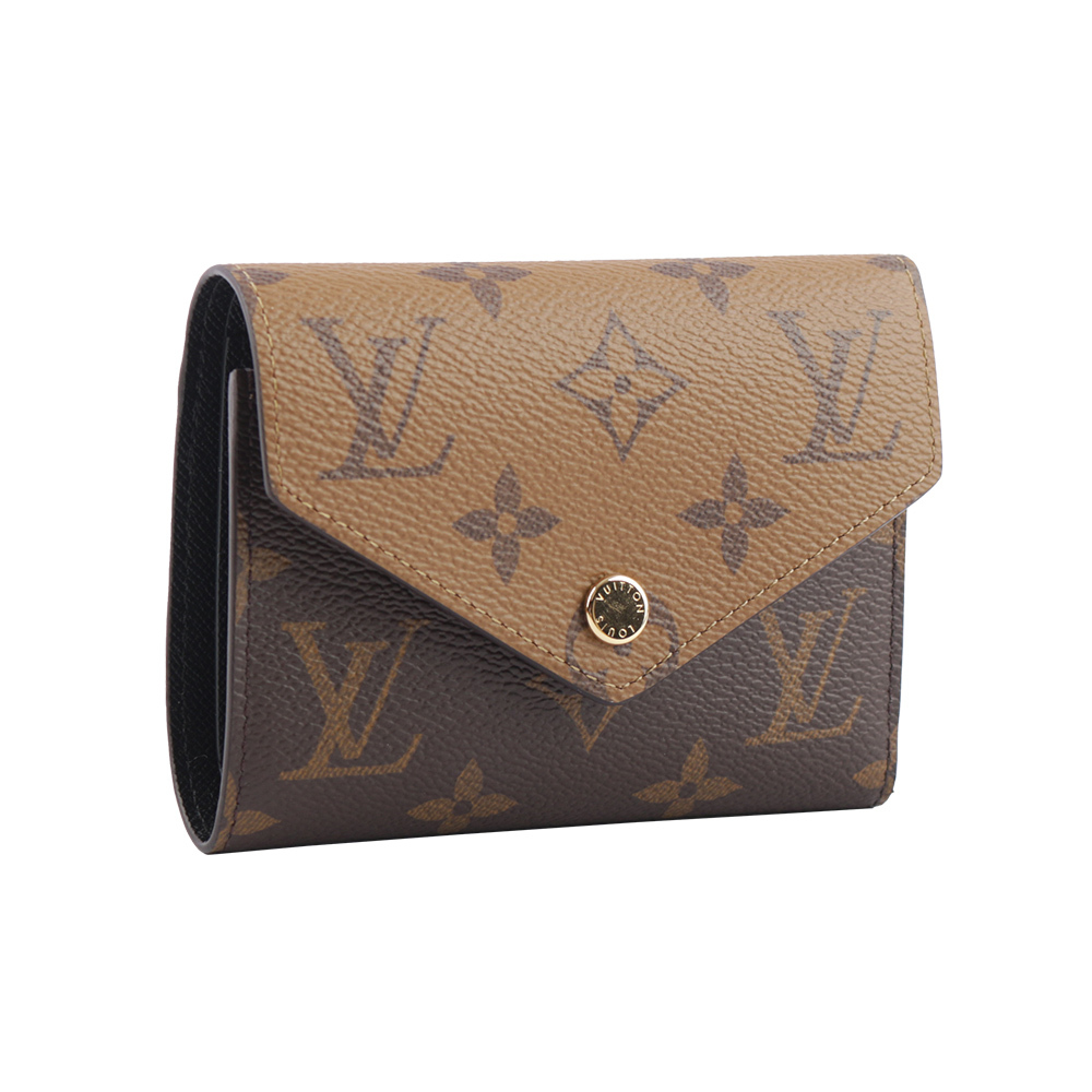 【Louis Vuitton / LV】Monogram Victorine 雙色三折短夾(棕色) M81557
