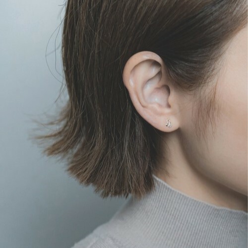 【me.luxe】K10鋯石2豆8分音符耳環