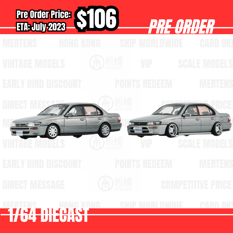 Pre Order-$106 BM Creations 1:64  Toyota Corolla 1996 AE100 -Grey (RHD) [OD12/06]