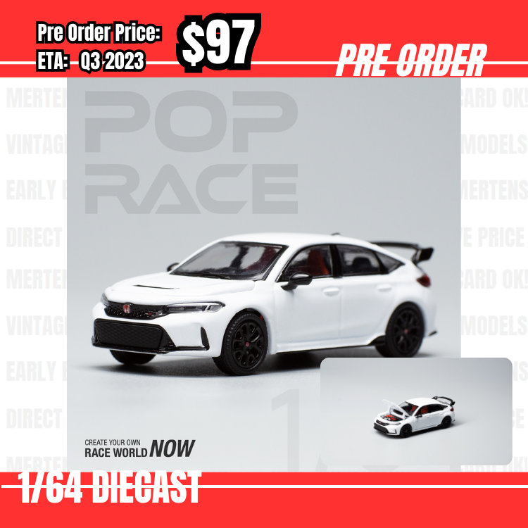 Pre Order-$97 Pop Race 1:64 Honda Civic Type-R FL5 Champ White [OD12/06]