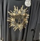 [S] BOYLONDON BOY EAGLE SUN AND CHAIN PRINT LONG SLEEVE,BLACK/GOLD, B82TS1445F99 (SBB249)