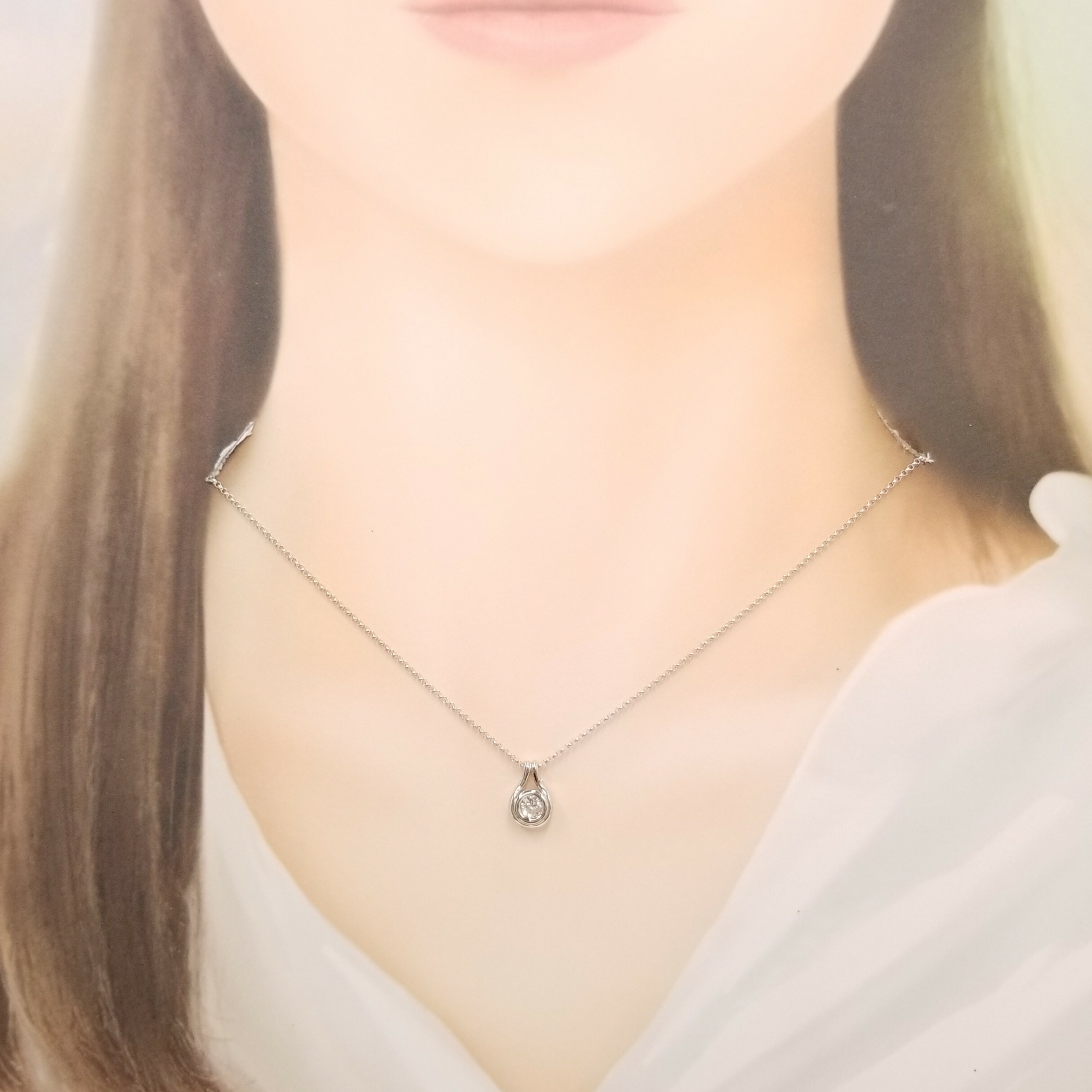 全新18K白金【單粒19份鑽石】吊墜