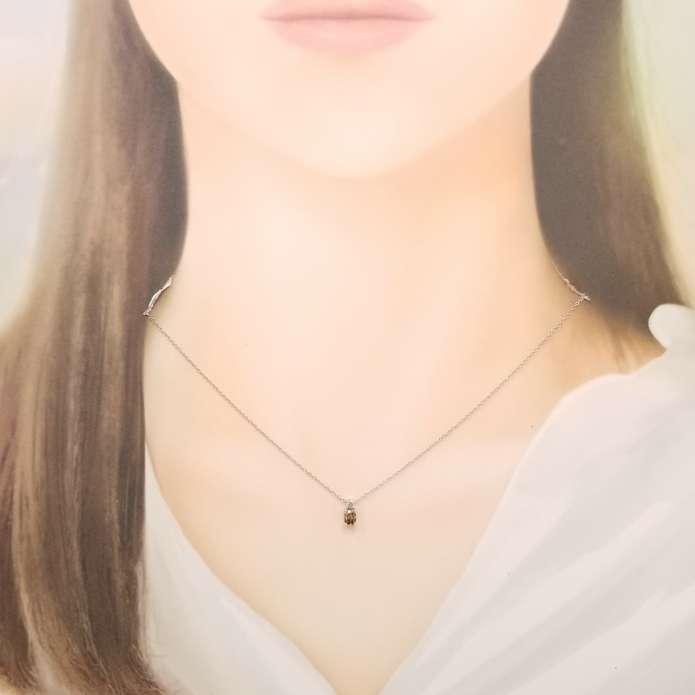 全新18K白金38份鑽石頸鍊