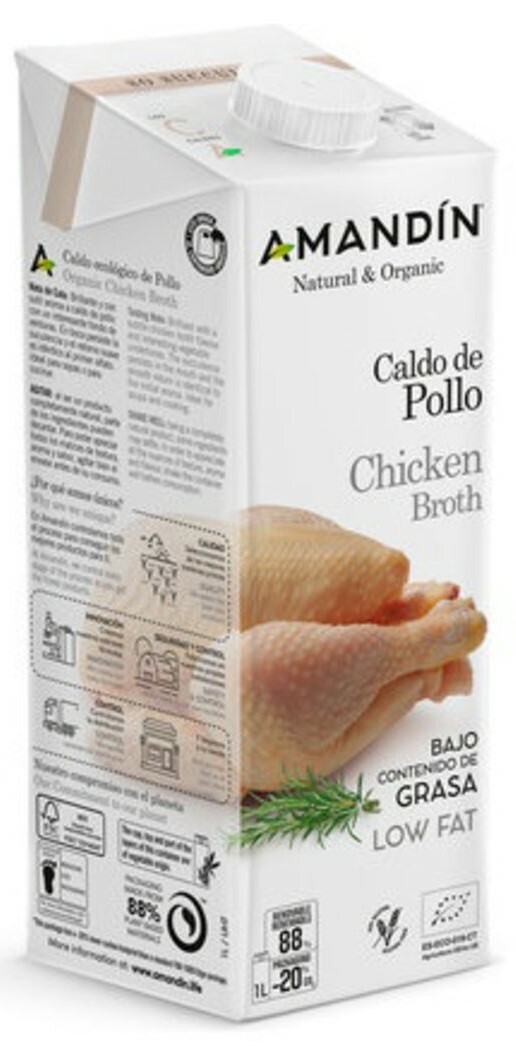 AMANDIN - 西班牙有機無麩質 低脂無糖 清雞湯 1000毫升