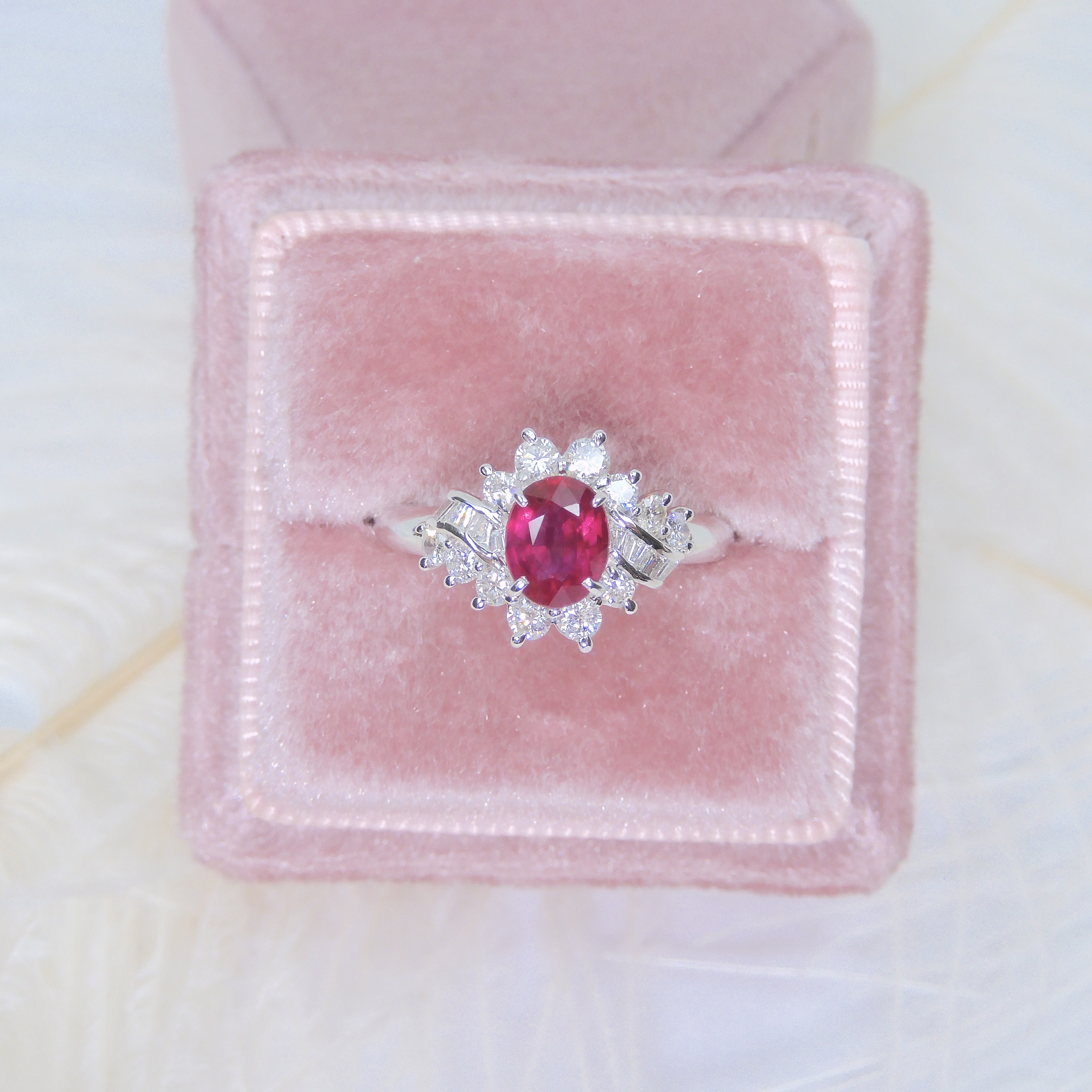 鉑金 1ct 紅寶石戒指