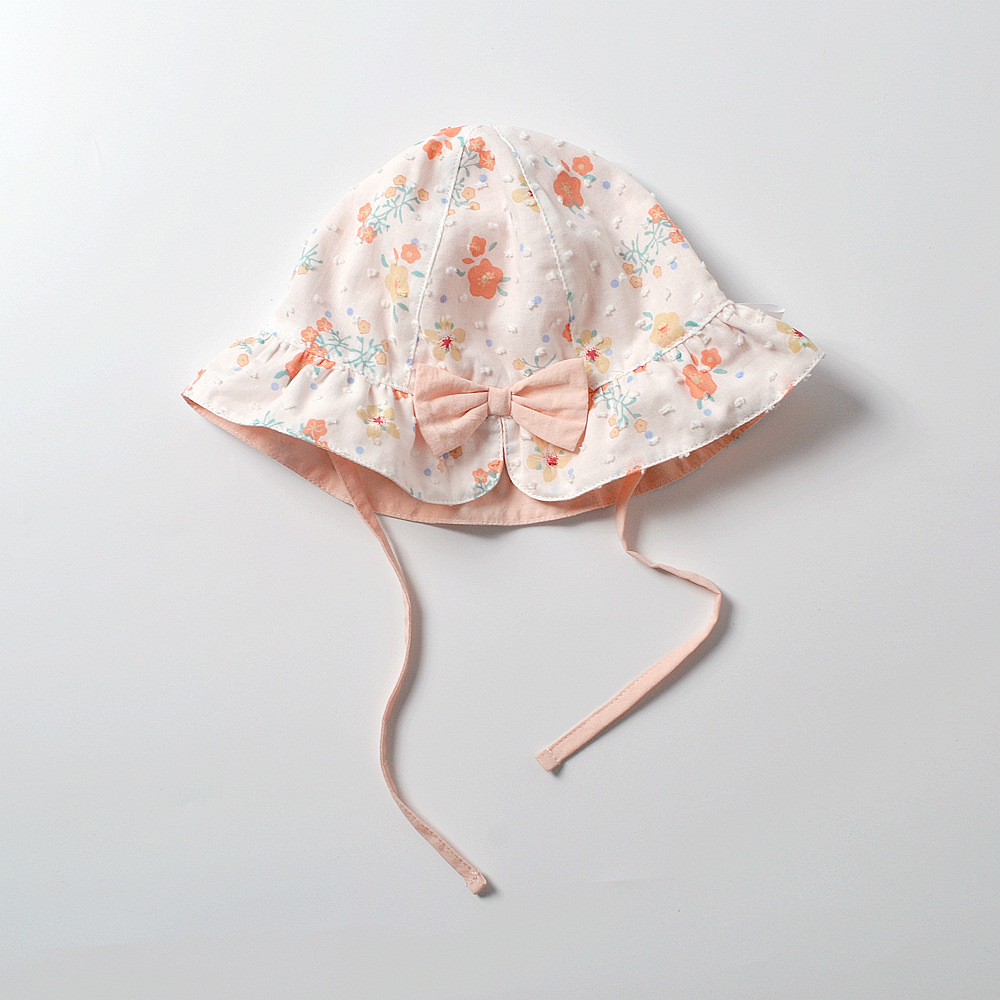 A362OE_SS23_C🌺粉橙色小花蝴蝶結淑女帽(pre-order)