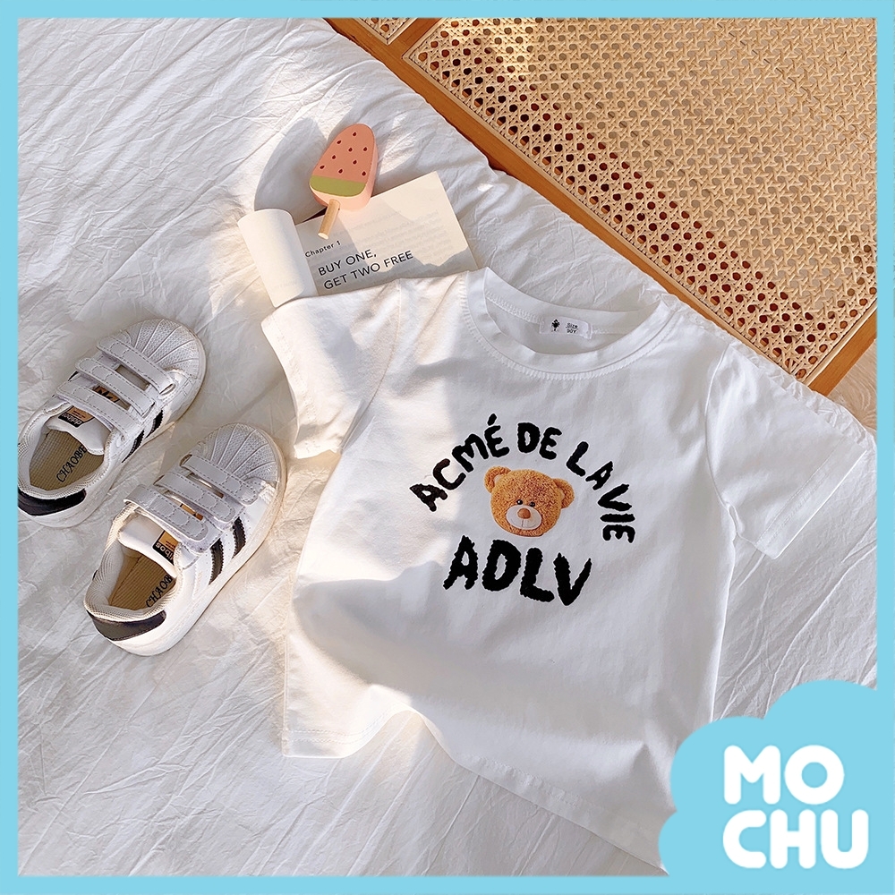 毛絨小熊環繞字母短袖上衣(四色)