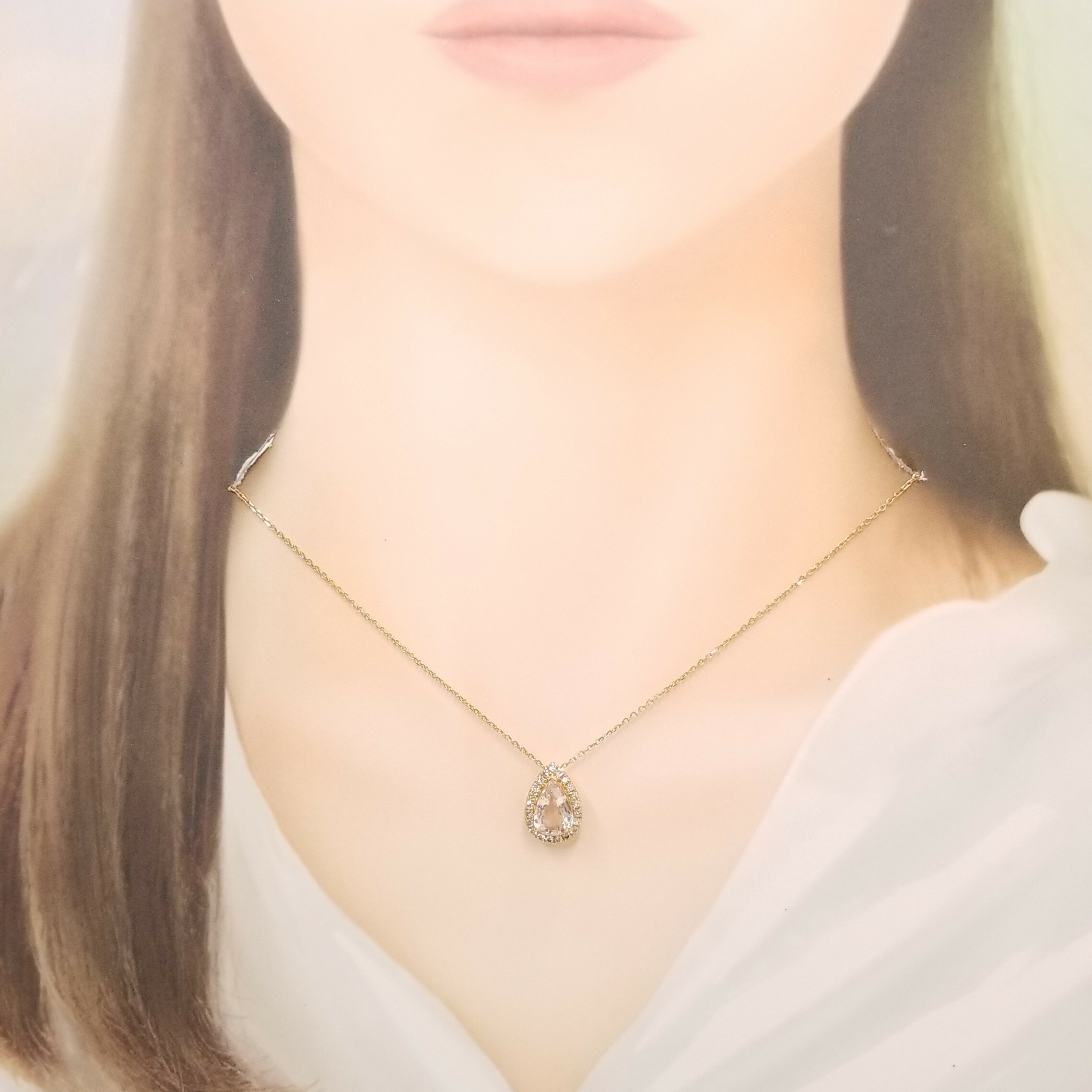 18K Rose Gold 2.18ct Sapphire and Diamond Pendent