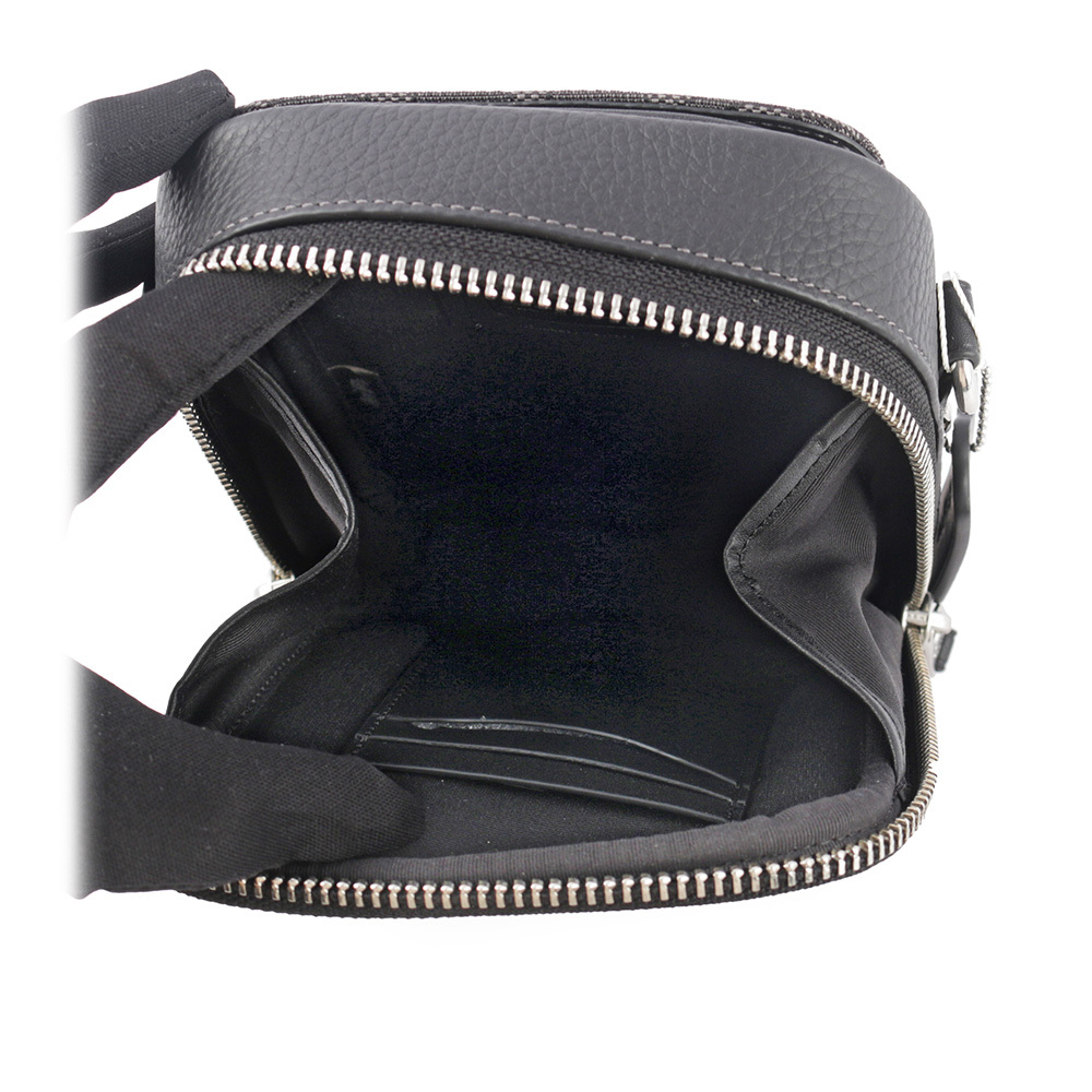 【COACH】Stanton CC Logo緹花布拼皮革斜背包(炭灰色)