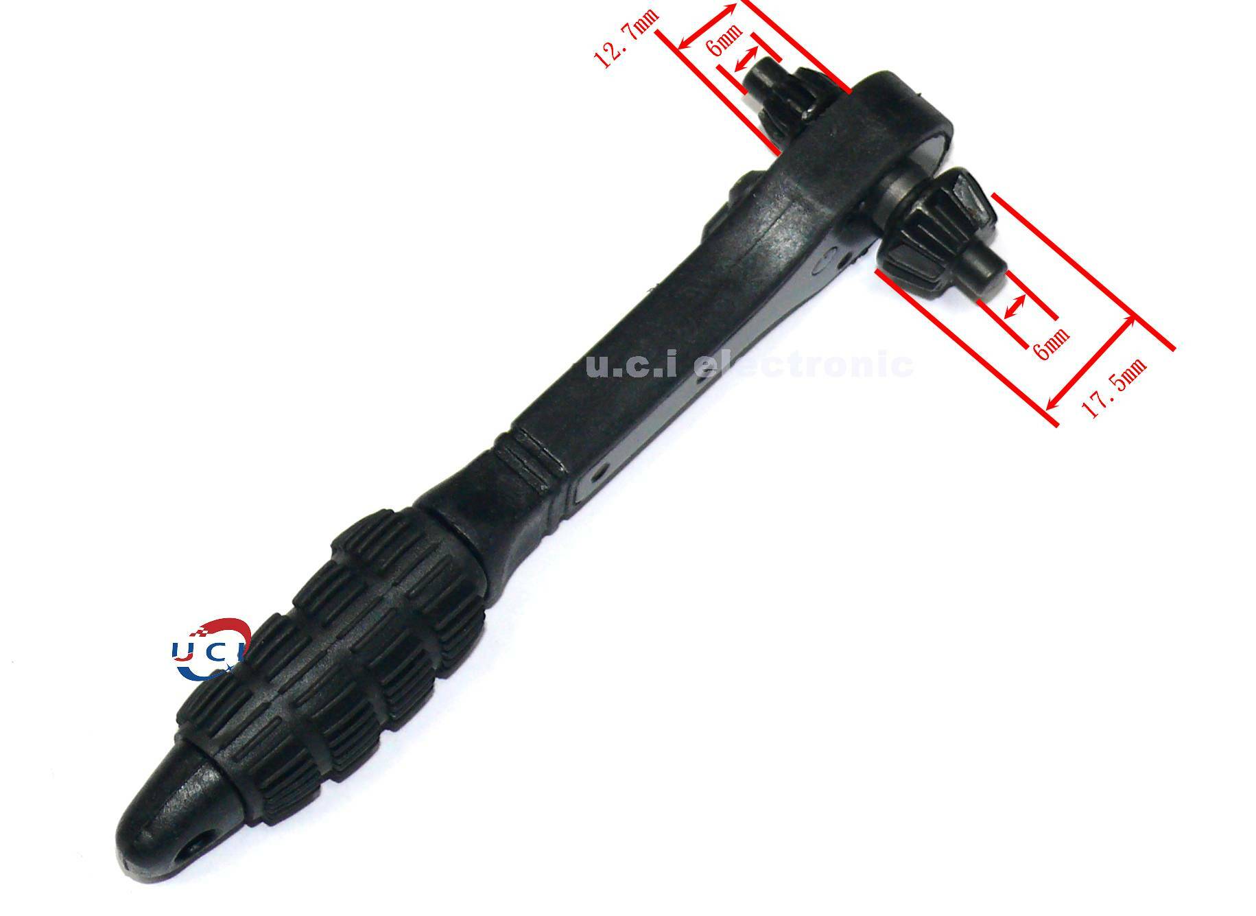 【UCI電子】 (中) 二合一鑽夾頭鑰匙扳手 黑色快速棘輪扳手 兩頭雙用扳手