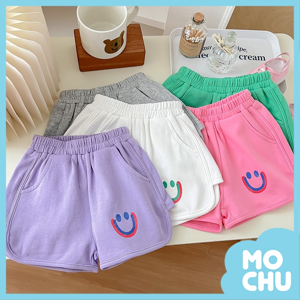 雙色笑臉印花運動短褲(六色)