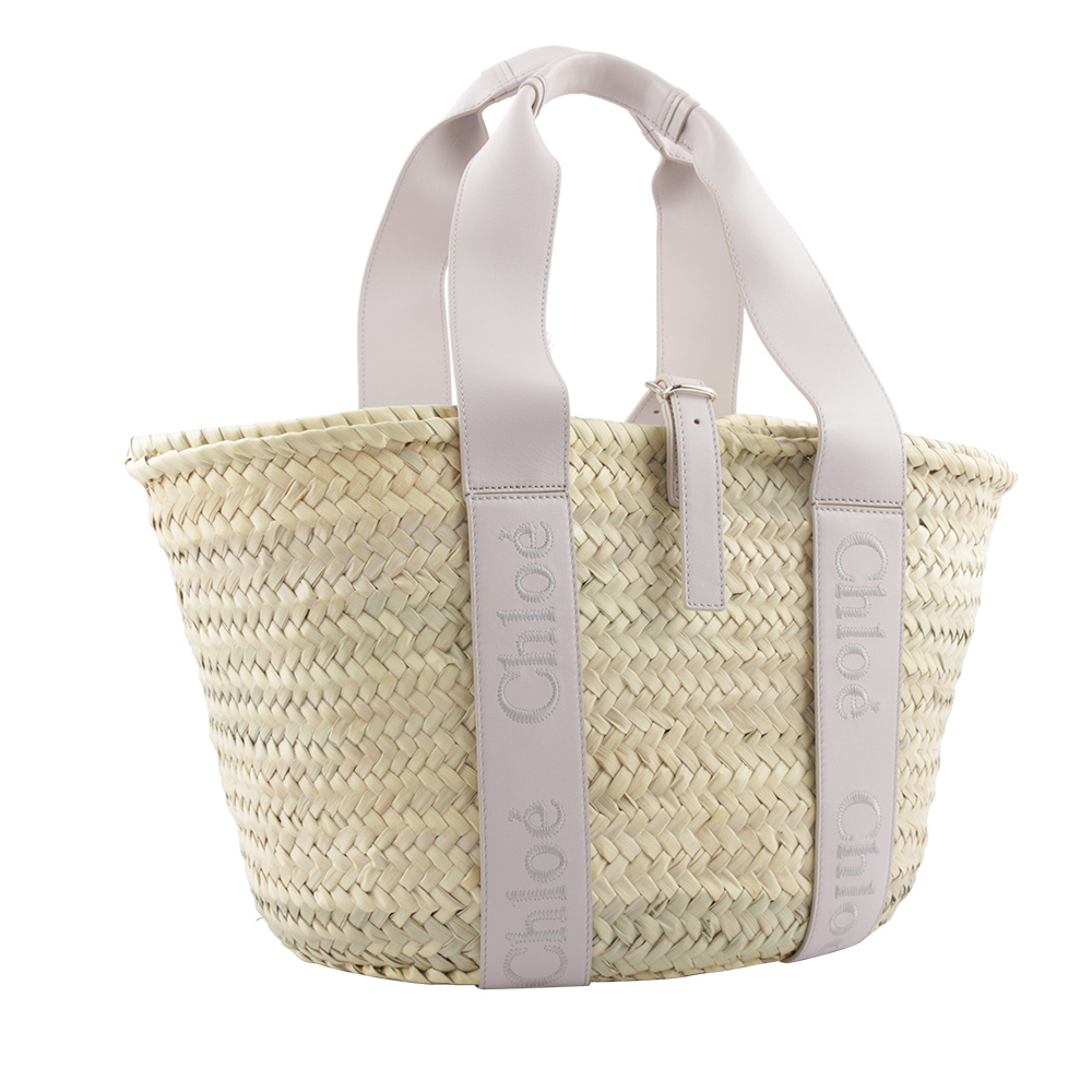 【Chloé】Sense 標誌刺繡牛皮編織中款手提包