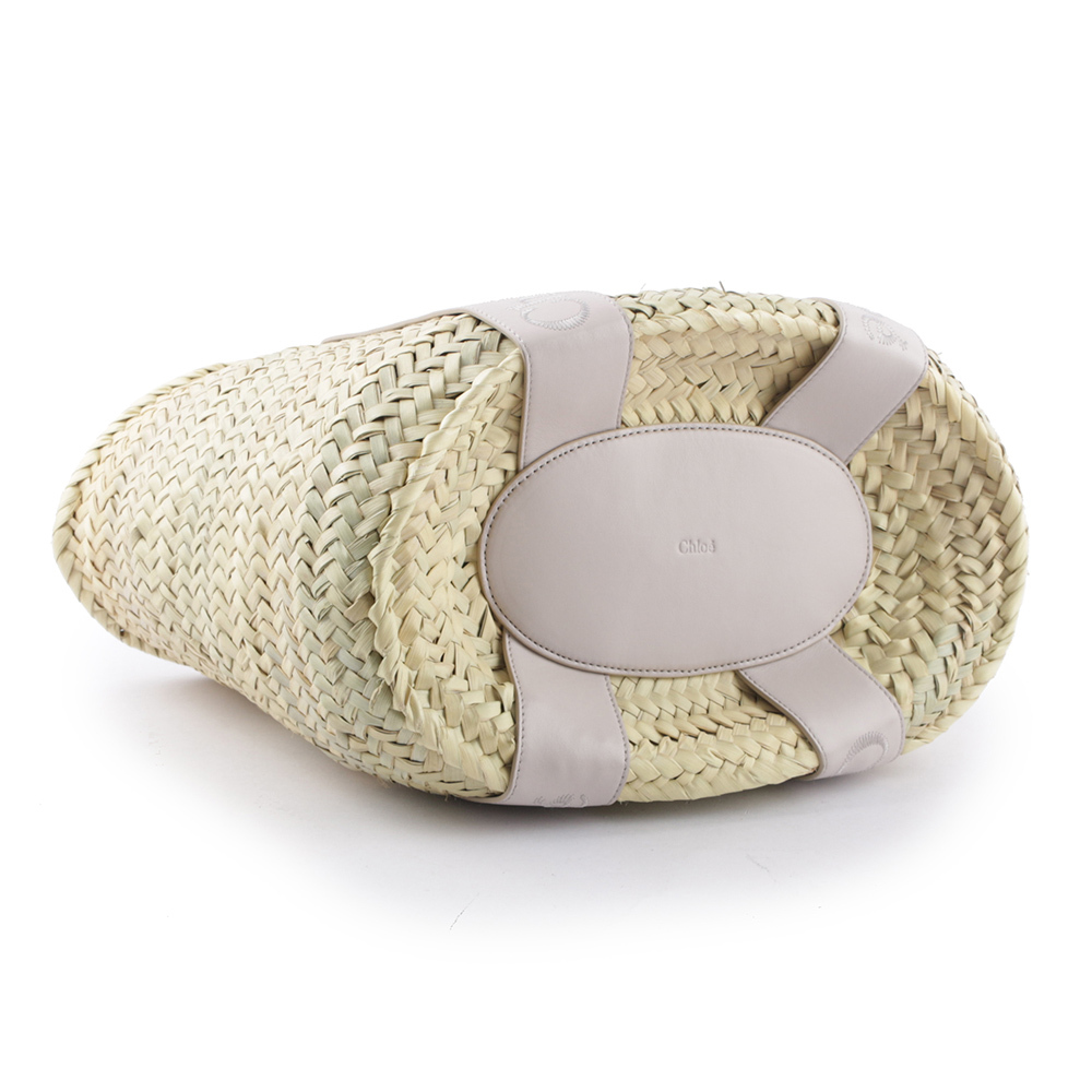 【Chloe】Sense 標誌刺繡牛皮編織中款手提包(灰色)