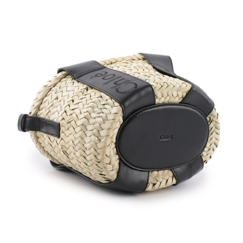 【Chloe】Chloe Sense 標誌刺繡牛皮編織小款二用包(黑色)