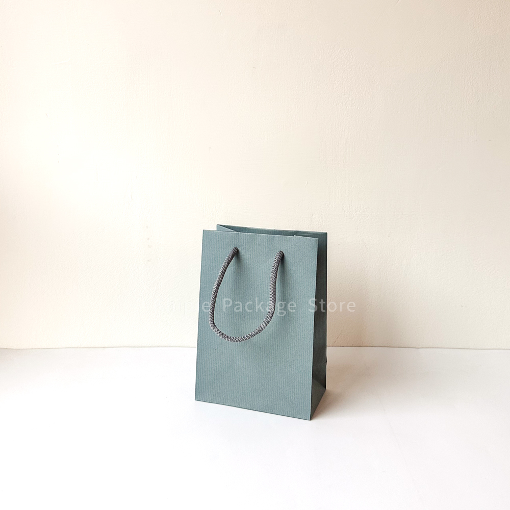 棉繩牛皮提袋｜8K｜灰藍