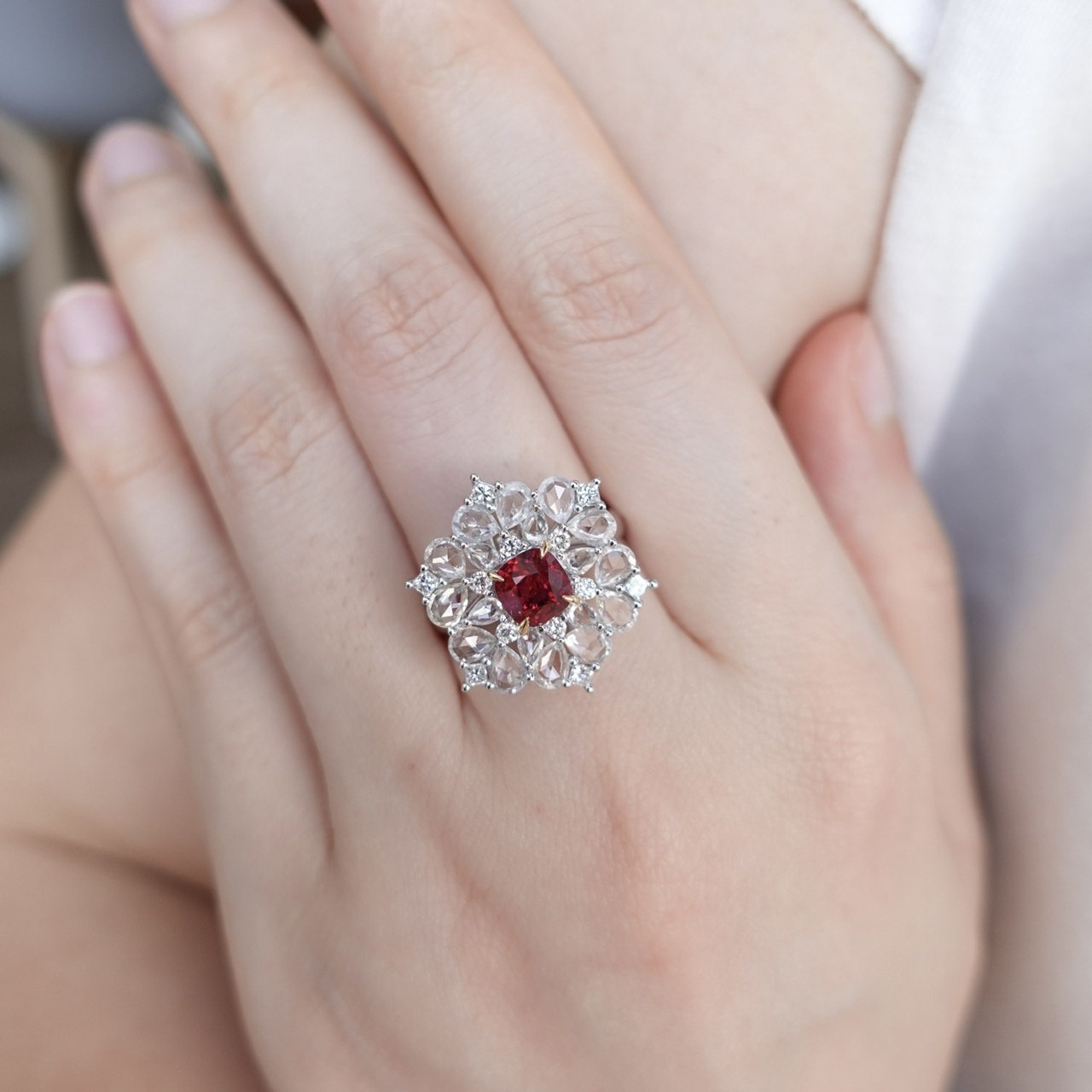 18K金緬甸尖晶石鑽石戒指/吊墜兩用款 (帶GUILD證書) - 絕地式士 Jedi Spinel