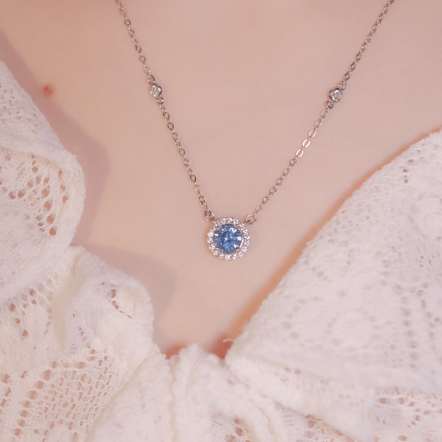 | 925純銀・ 托帕石 | 情愫項鍊 （白色/ 藍色） | NE0572 |