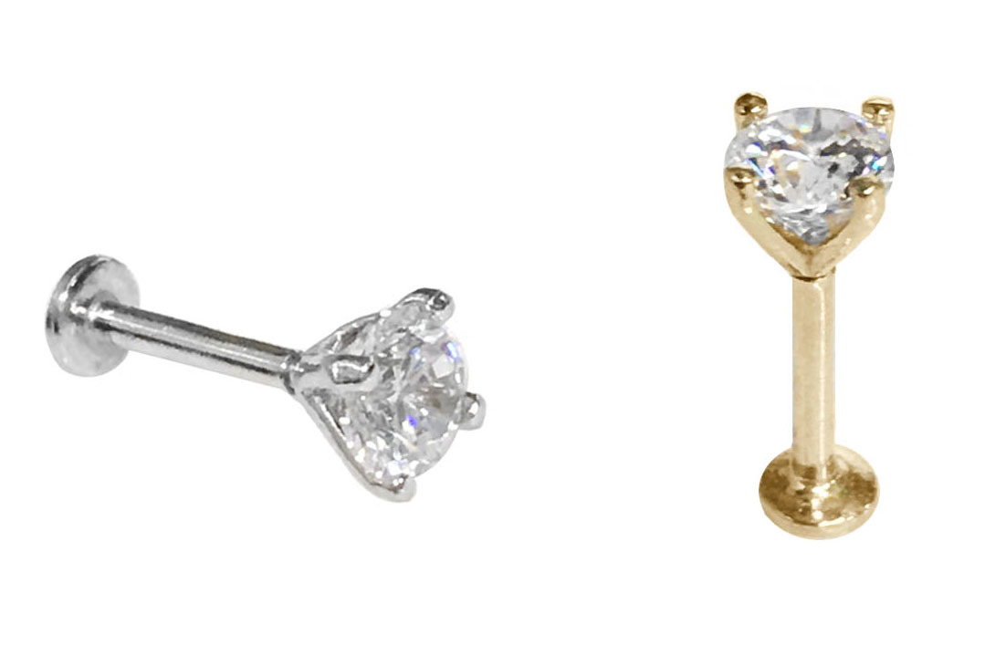< Real Diamond > 0.2 ct Diamond 14K Gold Labret Earrings