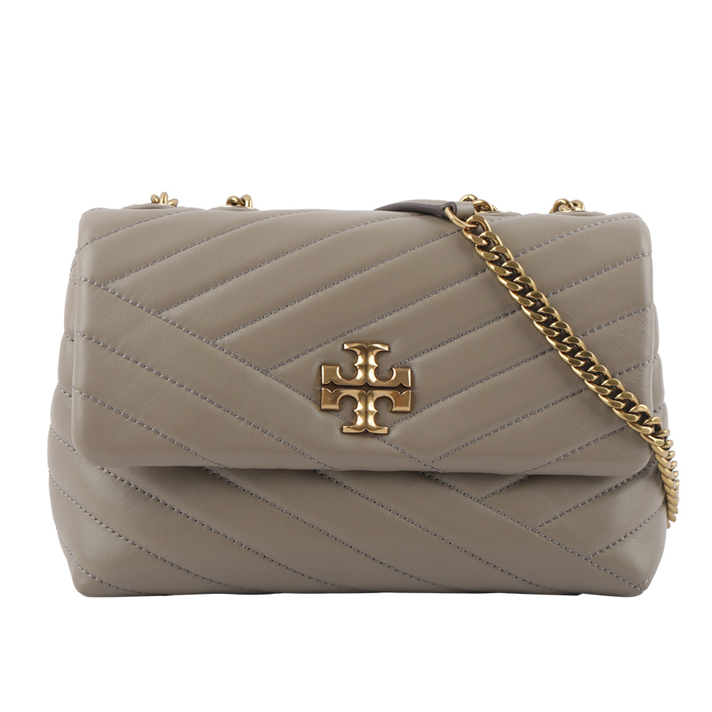 【Tory Burch】Kira 縫線設計小款肩背/斜背二用包(灰色)
