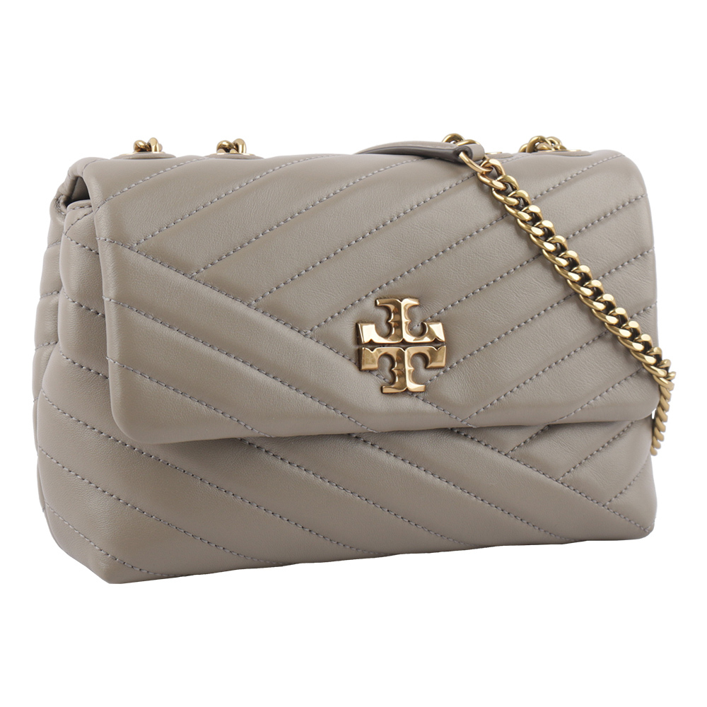 【Tory Burch】Kira 縫線設計小款肩背/斜背二用包(灰色)