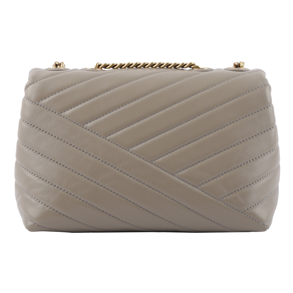 【TORY BURCH】Kira 縫線設計小款肩背/斜背二用包(灰色)