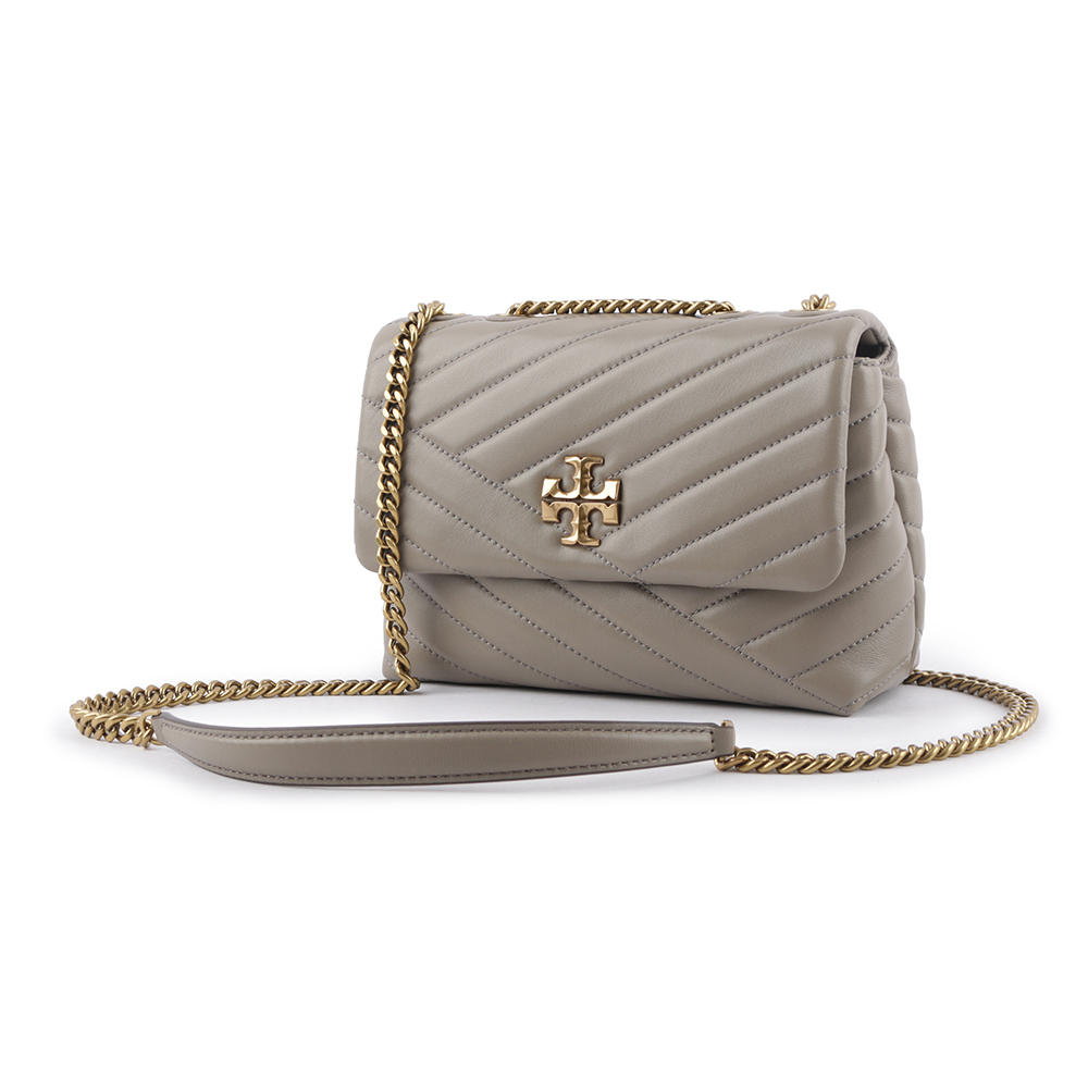 【TORY BURCH】Kira 縫線設計小款肩背/斜背二用包(灰色)