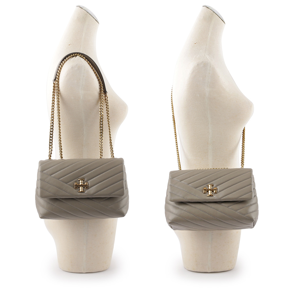 【TORY BURCH】Kira 縫線設計小款肩背/斜背二用包(灰色)