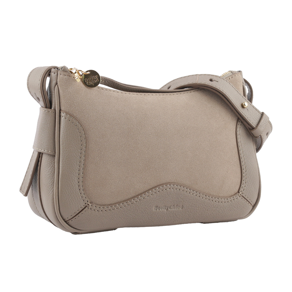 【See by Chloé】HANA HOBO 牛皮拼麂皮迷你肩背/斜背二用包