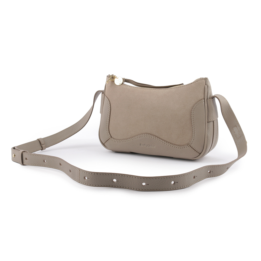 【See By Chloe】HANA HOBO 牛皮拼麂皮迷你肩背/斜背二用包(灰色)