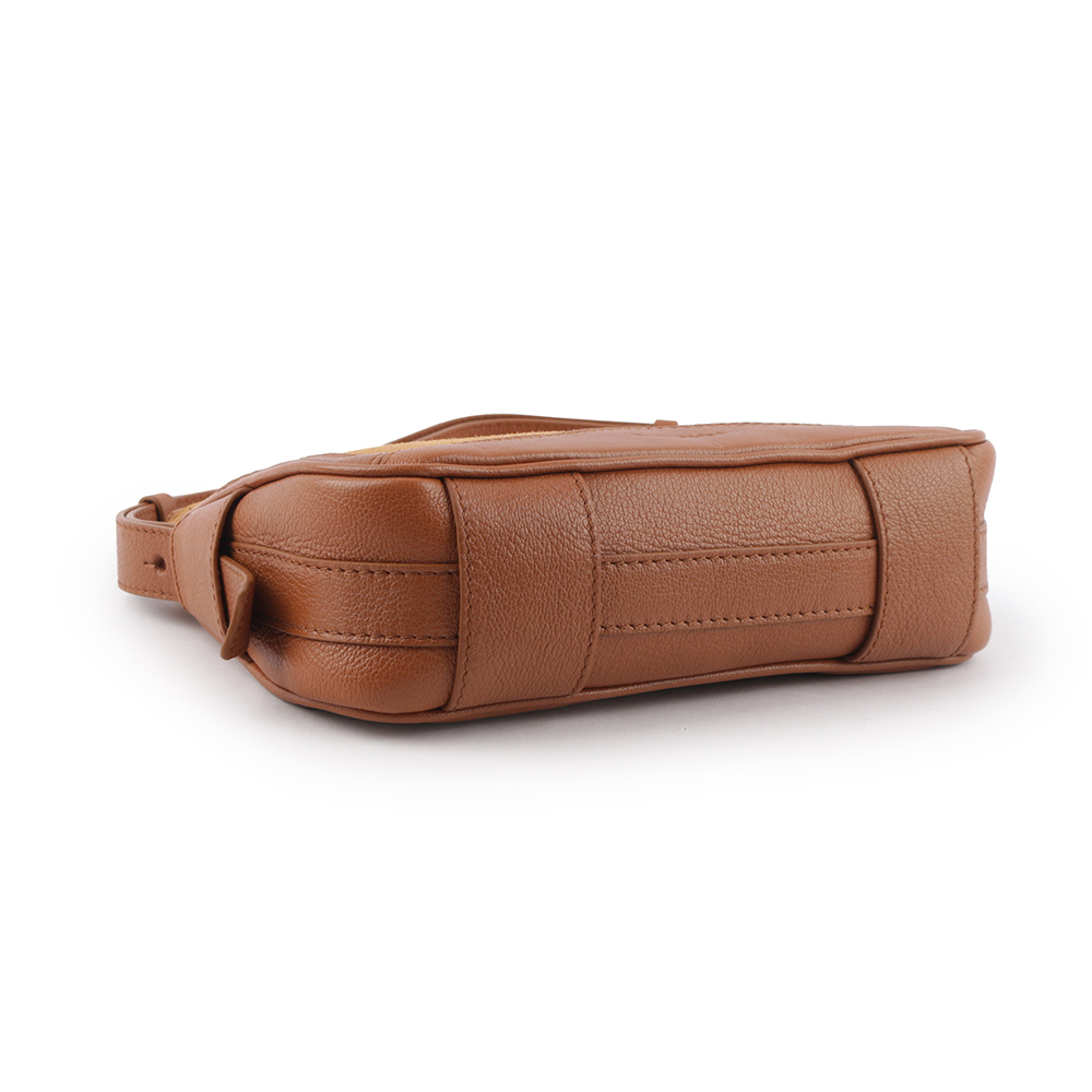 【See By Chloe】HANA HOBO 牛皮拼麂皮迷你肩背/斜背二用包(棕色)