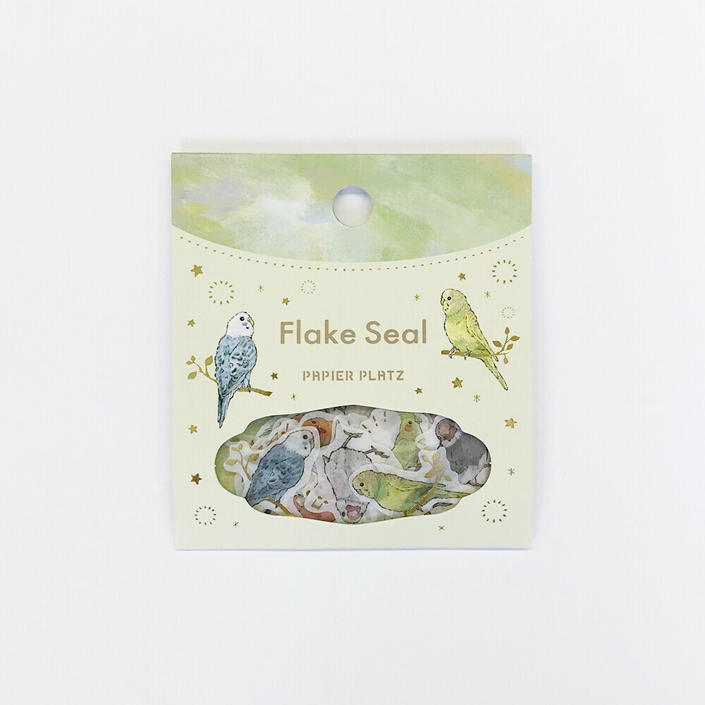 鸚鵡 54枚 金箔和紙貼紙包 ｜日本PAPIER PLATZ