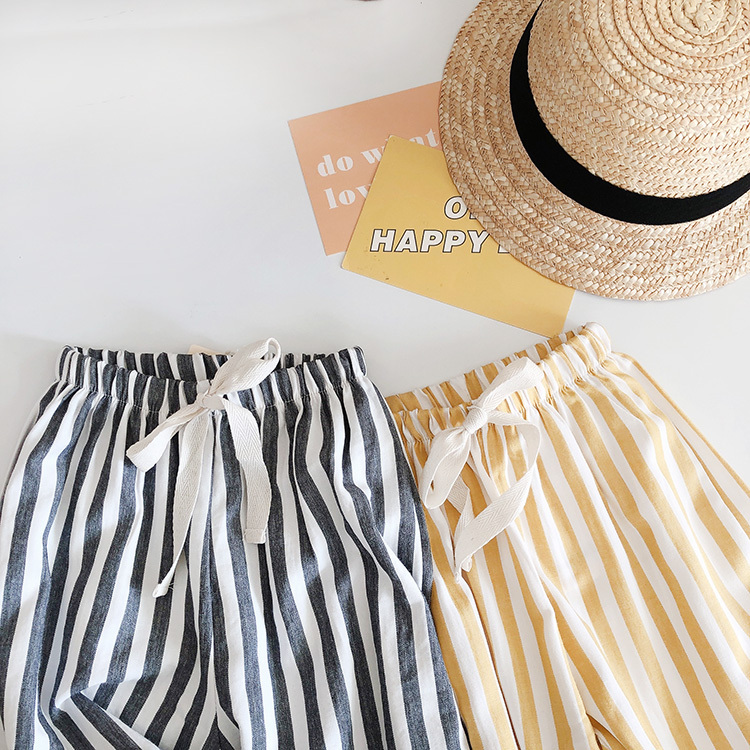 粗條紋綁帶長褲