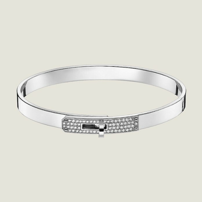 全新Hermes手鐲 ST碼 (0.36ct) 61顆鑽石 750 18K白金/半鑽 Kelly Bracelet  H214462B #BRAND NEW #香榭站正品