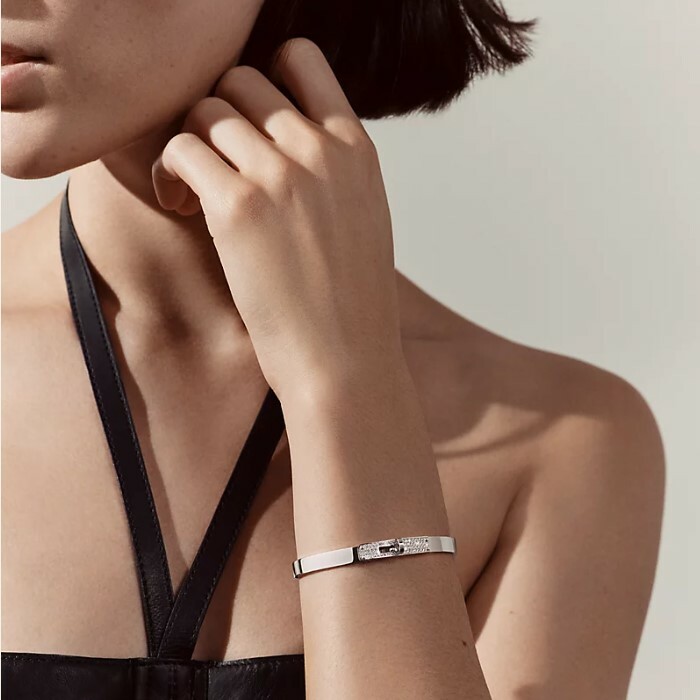 全新Hermes手鐲 ST碼 (0.36ct) 61顆鑽石 750 18K白金/半鑽 Kelly Bracelet  H214462B #BRAND NEW #香榭站正品