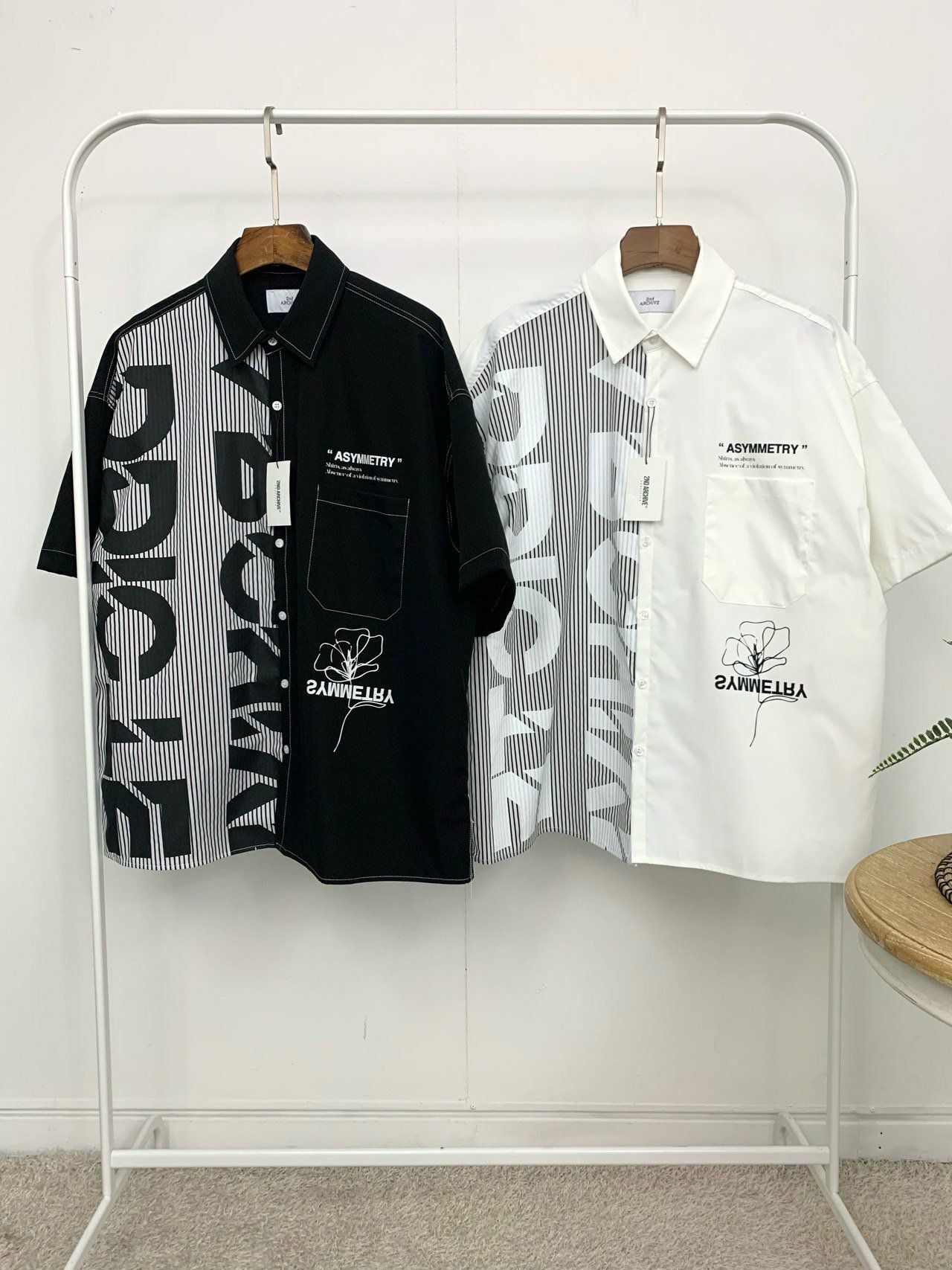 拼條子英文字短袖恤衫 2nd ARCHIVE-004S