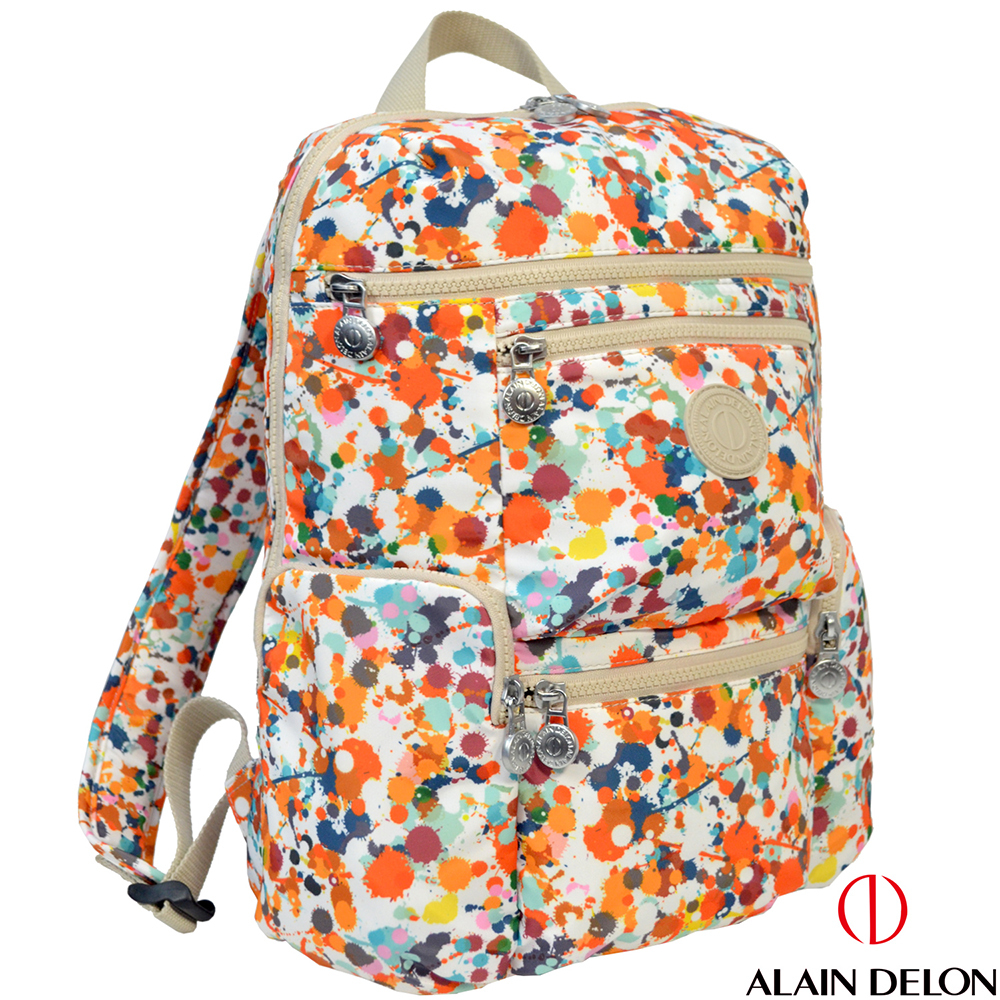 【ALAIN DELON 亞蘭德倫】  潑墨街頭風LOGO後背包/雙肩包/休閒包/斜背包/潮流包